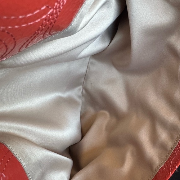 Coach Tangerine Embossed Leather Tote - Picture 10 of 14